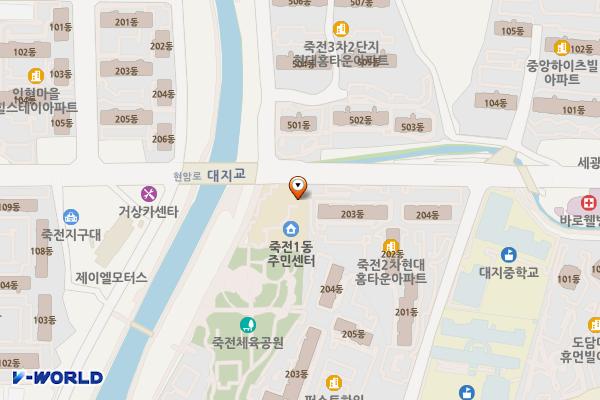 죽전1동 행정복지센터 위치 지도 — 경기도 용인시 수지구 대지로15번길 50