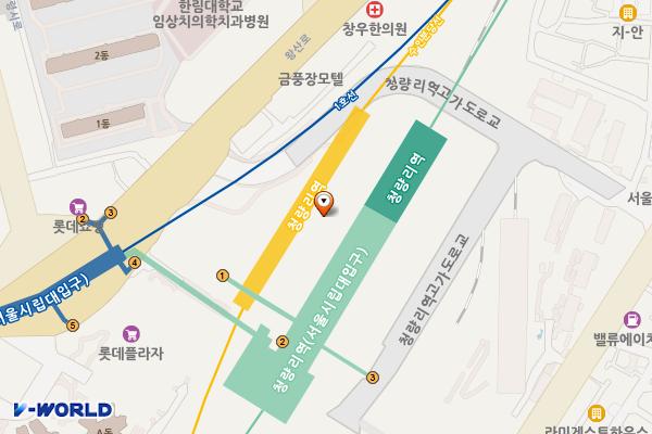 청량리역사(한화역사) 위치 지도 — 서울특별시 동대문구 왕산로 214