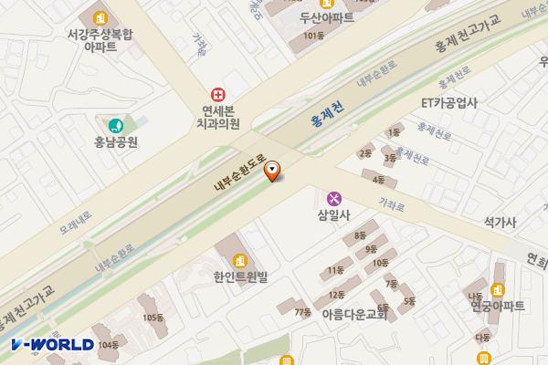 연희동 홍연2교 옆 노상주차장 위치 지도 — 인천광역시 서해구 연희로28번길 13-7