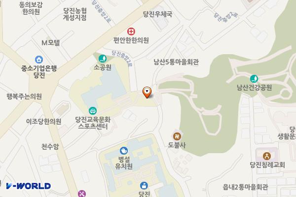 당진교육문화스포츠센터 위치 지도 — 충청남도 당진시 남산공원길 63
