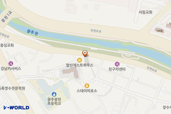 빛나는 청춘 발산 공영주차장 위치 지도 — 전남광주통합특별시 서구 천변좌로 112-2