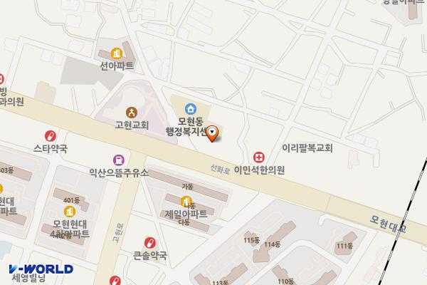 모현동 행정복지센터 위치 지도 — 전북특별자치도 익산시 선화로 129