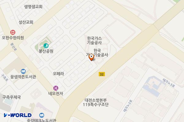 한국가스기술공사 본사 위치 지도 — 대전광역시 유성구 대덕대로 1227