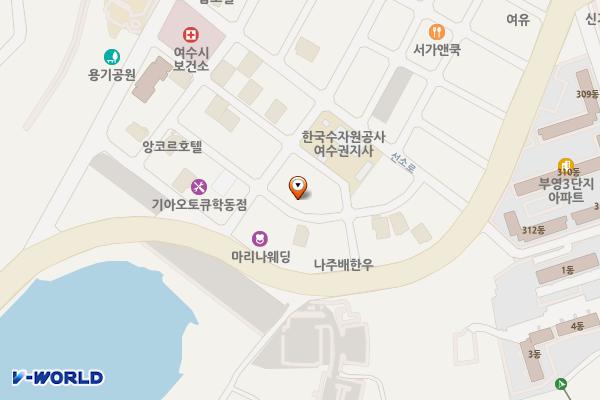 학동 수자원공사 공영주차장 위치 지도 — 전남광주통합특별시 여수시 시청동3길 31