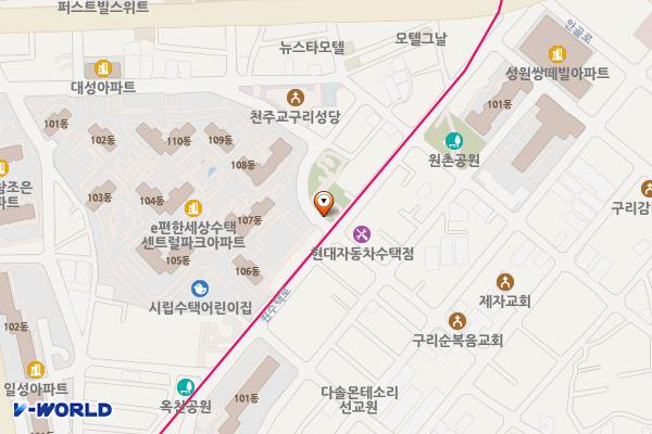 구리 제9 공영주차장 위치 지도 — 경기도 구리시 원수택로 43