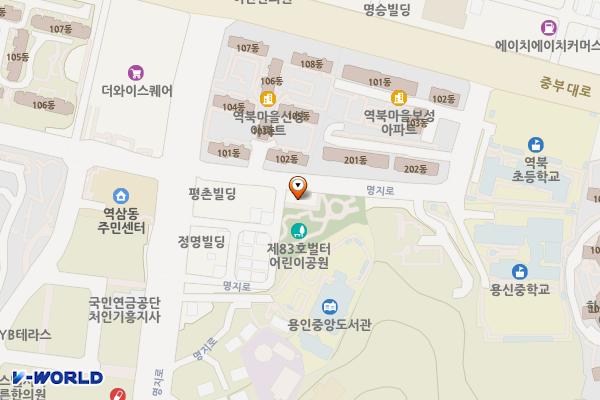 역북어린이공원 위치 지도 — 경기도 용인시 처인구 역북동 725-1