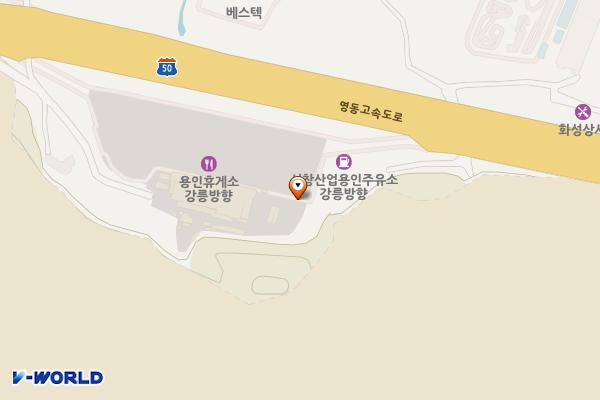 용인휴게소 강릉방향 위치 지도 — 경기도 용인시 처인구 주북로94번길 30-1