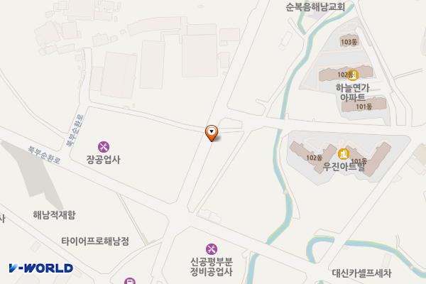 구교리 소공원 전기차충전소 위치 지도 — 전남광주통합특별시 해남군 해남읍 읍관동길 26