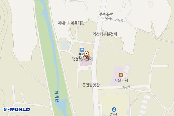 동면행정복지센터 위치 지도 — 강원특별자치도 춘천시 동면 가산로 69
