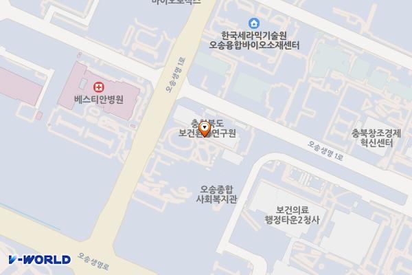 충청북도보건환경연구원(편의제공형) 위치 지도 — 충북 청주시 흥덕구 오송읍 연제리 676