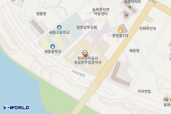 밀양지사(공용) 위치 지도 — 경상남도 밀양시 가곡7길 30 (가곡동, 한국전력밀양지점)