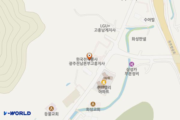고흥지사(공용) 위치 지도 — 전남광주통합특별시 고흥군 고흥읍 고흥로 1887 (남계리, 한국전력공사고흥지사)