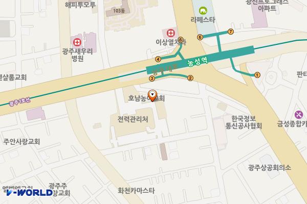 광주전남전력관리처(공용) 위치 지도 — 전남광주통합특별시 서구 상무대로 1104 (농성동)