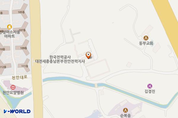 천안전력지사(공용) 위치 지도 — 충청남도 천안시 동남구 정골1길 7 (구성동)
