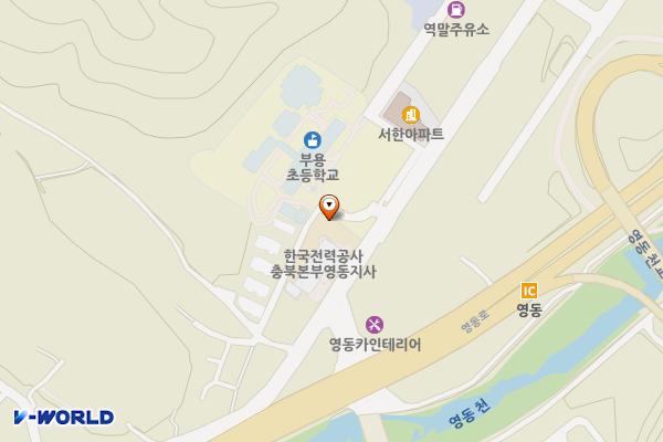 영동지사(공용) 위치 지도 — 충청북도 영동군 영동읍 학산영동로 1149 (부용리, 한국전력공사)
