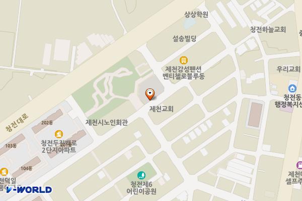 청전공원 주차타워 위치 지도 — 충청북도 제천시 의림대로33길 32
