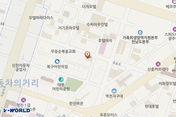 광주 에이치에비뉴 신안동점 위치 지도 — 전남광주통합특별시 북구 중흥로 92