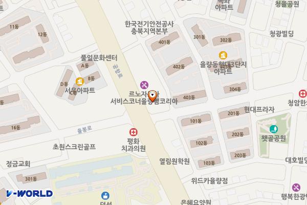 우양메디타워 위치 지도 — 충청북도 청주시 청원구 공항로 126