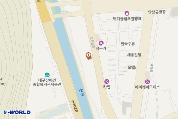 기아오토큐 수성종합서비스 (급) 위치 지도 — 대구광역시 수성구 신천동로 25 (상동)