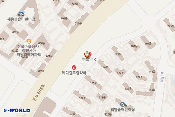 세종스카이 허브 위치 지도 — 세종특별자치시 해밀3로 43