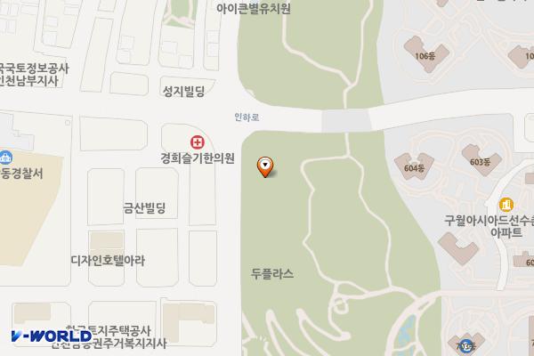 구월아시아드더블루시티 위치 지도 — 인천광역시 남동구 선수촌공원로 36