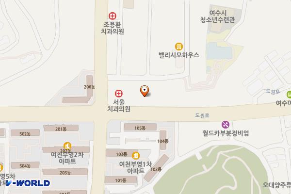 스위트엠학동오피스텔 위치 지도 — 전남광주통합특별시 여수시 도원로 233