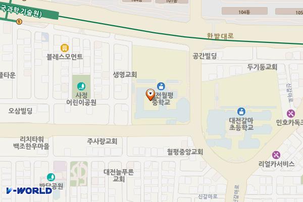 월평길(월평초~월평중) 위치 지도 — 대전광역시 서구 월평동663