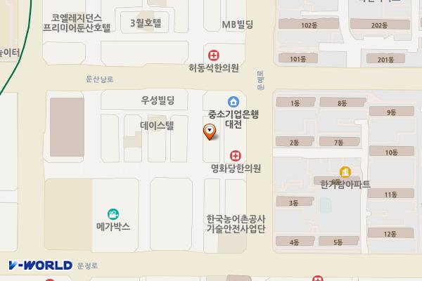 로데오타운 주변 위치 지도 — 대전광역시 서구 문정로 89번길 32