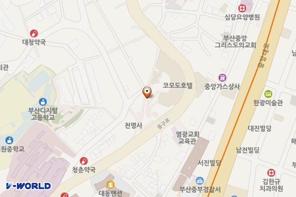 코모도호텔 위치 지도 — 부산광역시 중구 중구로 151
