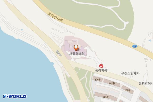 새통영병원 위치 지도 — 경상남도 통영시 무전7길 192