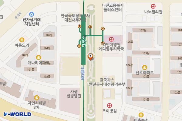 탄방역 주변 위치 지도 — 대전광역시 서구 탄방동 1453