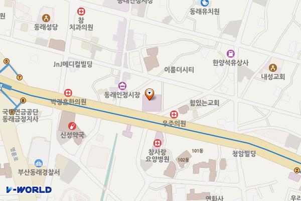 부산힘찬병원 위치 지도 — 부산광역시 동래구 충렬대로 255