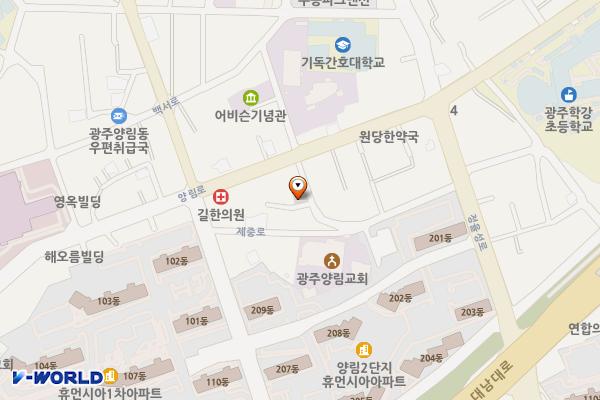 (구)양림동 행정복지센터 공영주차장 위치 지도 — 전남광주통합특별시 남구 양림동 93-33