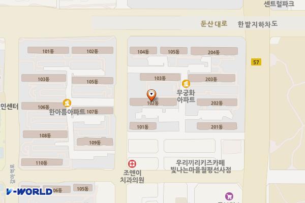 무궁화아파트 주변 노상주차장 위치 지도 — 대전광역시 서구 청사서로 70