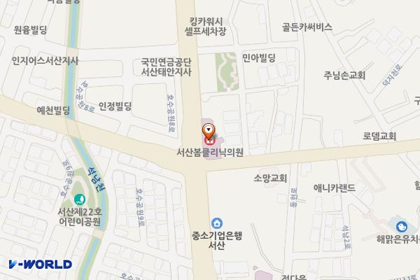 우리본병원 위치 지도 — 충청남도 서산시 호수공원1로 34
