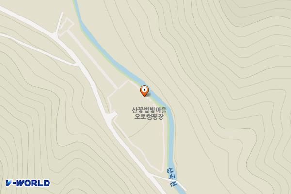 산꽃벚꽃마을오토캠핑장 위치 지도 — 충청남도 금산군 군북면 자진뱅이길 39