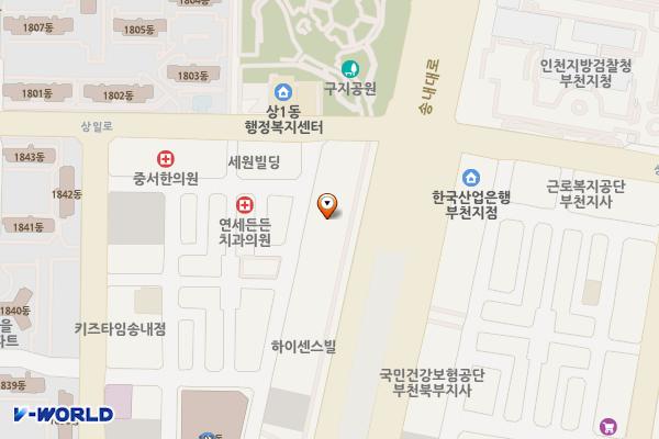 상동아크로텔 위치 지도 — 경기도 부천시 원미구 부일로205번길 54