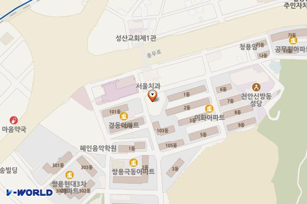충무병원주차장 위치 지도 — 충청남도 천안시 서북구 새말4길 42