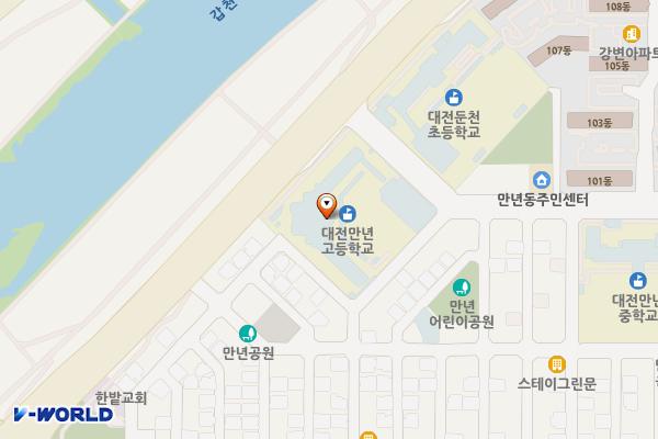 만년중,만년고주변 노상주차장 위치 지도 — 대전광역시 서구 만년로 6
