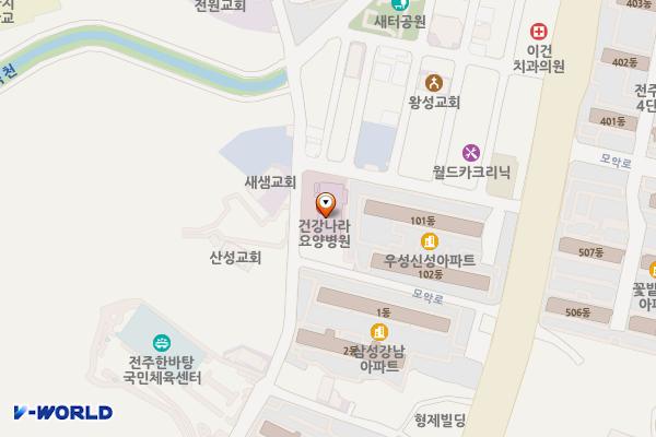 건강나라요양병원 위치 지도 — 전북특별자치도 전주시 완산구 맏내로 114
