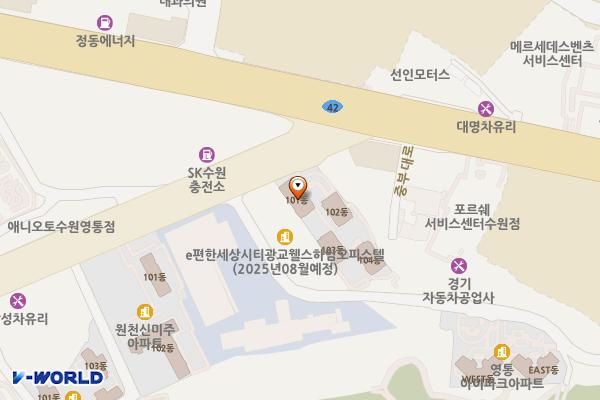 영통아크로파크오피스텔 위치 지도 — 경기도 수원시 영통구 삼성로320번길 35