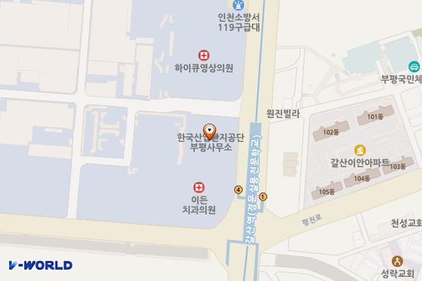 부평테크시티관리단 위치 지도 — 인천광역시 부평구 부평대로 293
