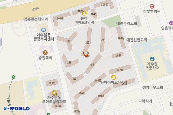 가수원도서관 주변 노상주차장 위치 지도 — 대전광역시 서구 가수원로 98