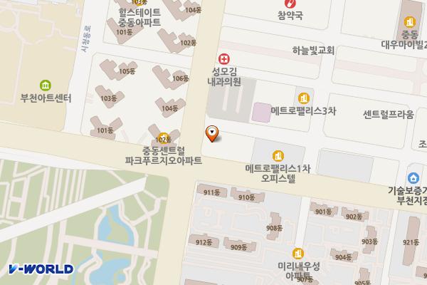 부천상록센트럴타워 위치 지도 — 경기 부천시 원미구 중동로 244
