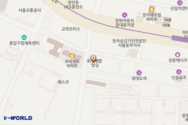 성동화성개발장한평 위치 지도 — 서울특별시 성동구 자동차시장1길 18