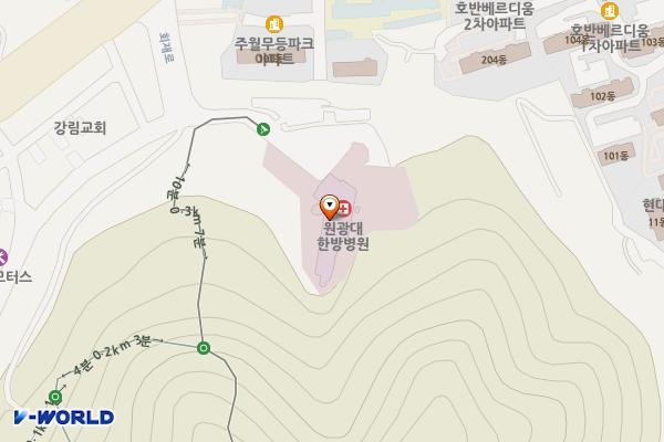 원광대학교광주한방병원 위치 지도 — 전남광주통합특별시 남구 회재로 1140-23