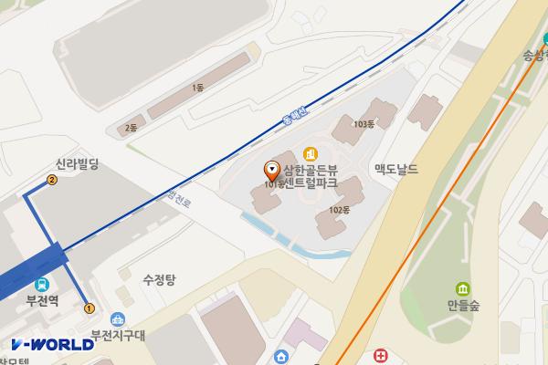 삼한골든뷰센트럴파크오피스텔 위치 지도 — 부산광역시 부산진구 중앙대로 821