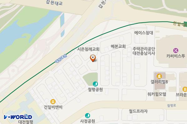 월평1동 제4공영주차장 위치 지도 — 대전광역시 서구 월평동 443