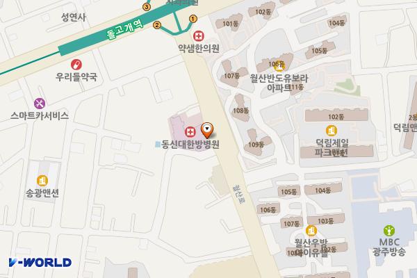 동신대부속한방병원 위치 지도 — 전남광주통합특별시 남구 월산로 141
