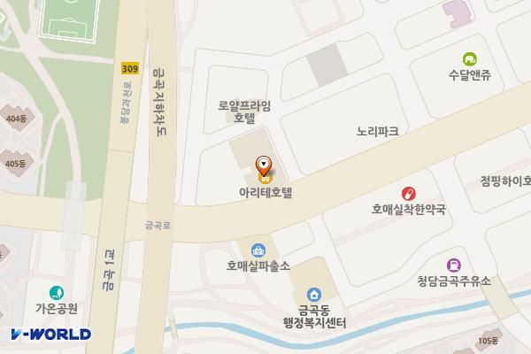 수원아리테호텔 위치 지도 — 경기도 수원시 권선구 금곡로 193